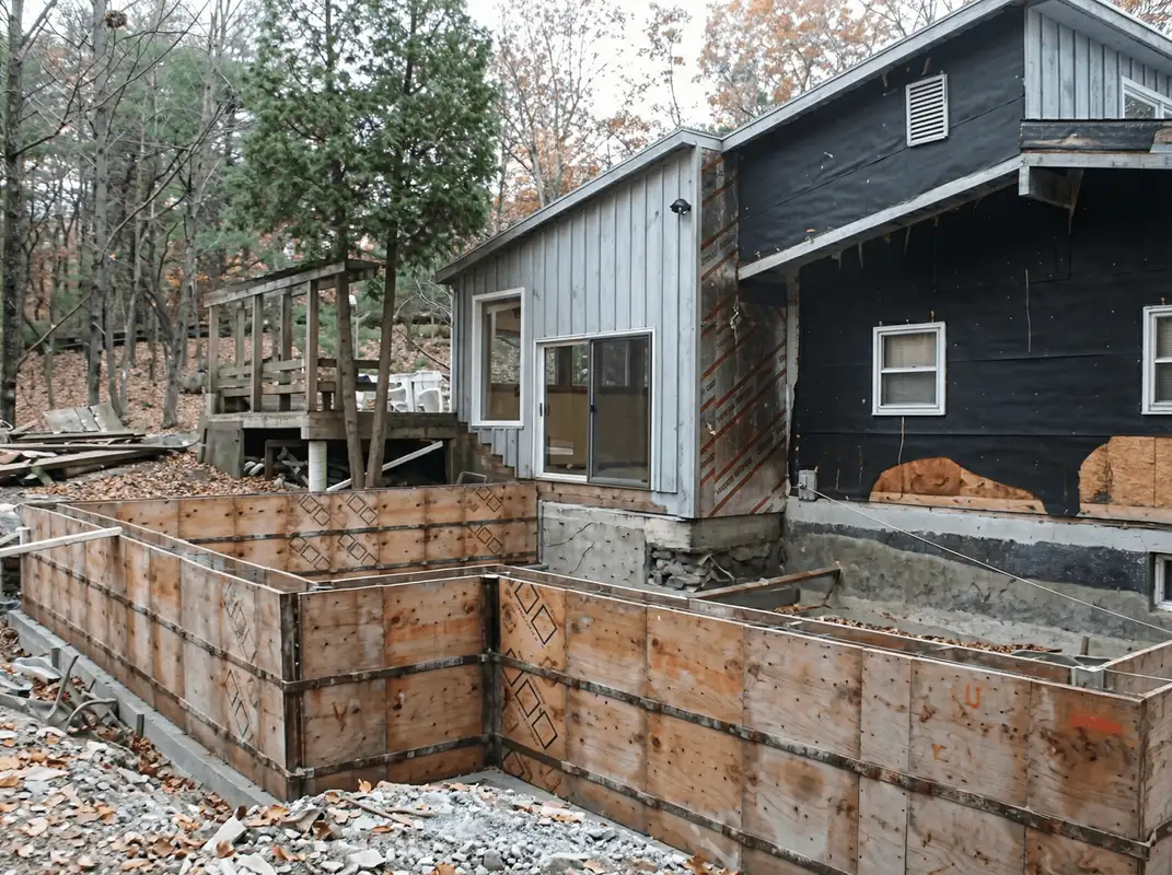 Prepared site with foundation forms for home remodeling and addition project in Columbia, MO